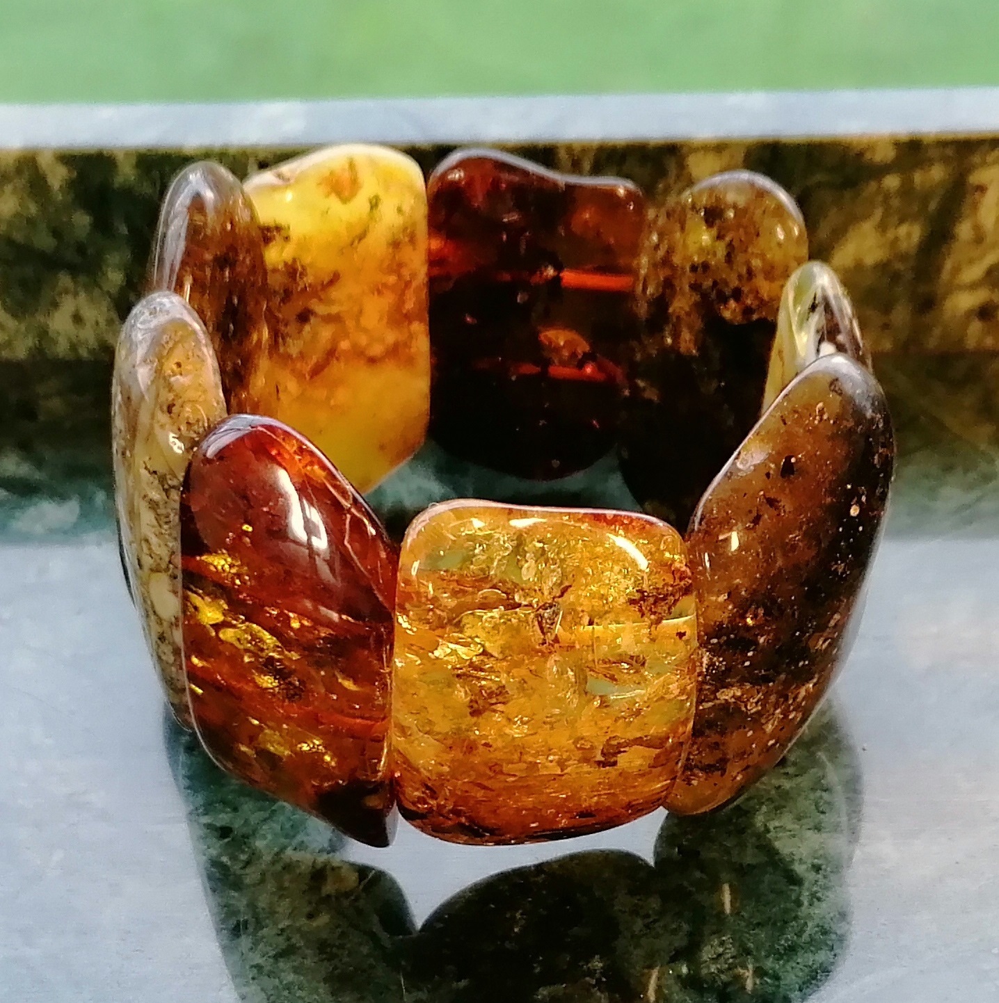 Enchanting Chunky 3-Tone Half-Moon Amber Bracelet | MrBead